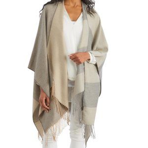 A Neutral Attitude Soft Color Block Shawl Grey and Mocha - New with tags
